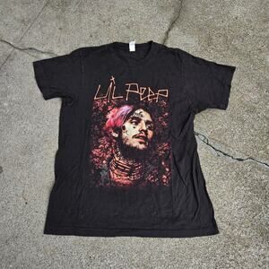 vtg y2k LIL PEEP portrait graphic print Iconic SoundCloud Rapper Rap T Shirt M